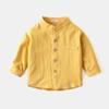 Camisas de Manga Larga para Niños Primavera 2025 Camisas de Color Puro con Cuello Mao para Niños Tops para Bebé Ropa de Moda para Niños al Mayoreo