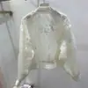Verano Nuevo Estilo Chino Estilo Nacional Chaqueta Protectora del Sol Bordada con Cuentas Abrigo Diseño de Cuello Redondo Traje de Béisbol Top