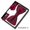 Conjunto de Três Peças com Gravata Borboleta Masculina, Lenço Quadrado e Broche em Caixa de Presente para Casamento, Padrinhos, Terno, Decoração de Camisa, Gravata Borboleta, Gravata Borboleta