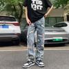 Vibe Americano Retro High Street jeans cosidos rasgados para hombre marca de moda europea y americana hip hop pantalones holgados entrega de una pieza