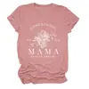 Camiseta Casual Europeia e Americana Homeschool Pr 22 6 Mama Transfronteiriça Verão Gola Redonda Manga Curta Tops Prontos para Mulheres