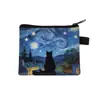 Nuevo Monedero de Gato Van Gogh Mini Bolsa de Almacenamiento Infantil Cartera Pequeña Cuadrada Bolsa Pequeña Linda para Niños