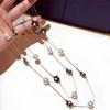 Moda Europea y Americana Clásico Flor Imitación Perla Dos Capas Collar Largo Cadena para Suéter Estilo Coreano para Mujer Productos de Ropa Primavera y Otoño