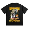 [Transfronteiriço 230g] Eminem Europeu e Americano Retrô Hiphop Rap Estampado Manga Curta Hip-Hop