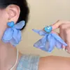 Pendientes con Colgante de Flor de Tela Aguja de Plata Estilo Vacaciones de Verano en la Costa Pendientes Estilo Bosque Pendientes Frescos y Dulces para Mujer Venta al por Mayor