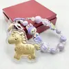 Llavero de Oro Puro 999 Hazte Rico Inmediatamente Colgante de Pony del Zodiaco Lindo de Dibujos Animados Regalo Cadena para Teléfono Móvil Regalo