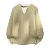 Suéter Pulôver Masculino Cruzado Outono/Inverno 2026 Falso Duas Peças Gola Redonda, Blusa Básica Casual Tendência Color-Block de Caimento Solto