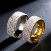 Aliexpress Lo Más Vendido Moda Europea y Americana Clásico Arcilla Blanda Anillo de Cinco Filas Full Diamante Acero Inoxidable Anillo de Novia Unisex
