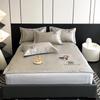 Estilo Simple de Lujo Ligero Jacquard Hielo Carbón Esterilla de Seda de Hielo Lavable a Máquina Kang Bacteria Esterilla para Cama Estilo Ajustado Transpirable Juego de Tres Piezas