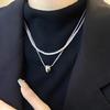 Cadena de Suéter de Guisantes Brillantes de Doble Capa para Mujer Otoño e Invierno Collar Cadena de Suéter Moda Estilo Occidental Accesorios Largos Tendencia