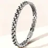 Pulseira de Aço Inoxidável Elegante e Versátil para Homens e Mulheres, Novo Estilo Tendência Coreano e Japonês 2025 com Pedra de Germânio Metálico e Pulseira de Aço Titânio