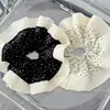 Corea del Sur Rizado Blanco y Negro Puntos de Ola Anillo para el Pelo Intestino Grande Accesorios para el Cabello Cola de Caballo Femenina Suave Versátil Estilo Perezoso de Gama Alta