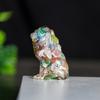 Enfeites de Leão Feitos de Resina e Cristais Naturais, Posição Sentada, Plantas Verdes de Leão, Decoração de Estátua para Desktop, Escritório, Casa