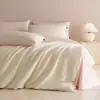 Juego de Cuatro Piezas de Satén 100% Algodón de Fibra Larga Clase A Lujo Ligero Color Sólido Bicolor Estilo Hotel Sábana Funda Nórdica Ropa de Cama 4