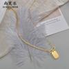 Collar popular geométrico cuadrado transfronterizo de acero de titanio para mujer, nicho versátil de alta gama, exquisita cadena para suéter, joyería de Yiwu