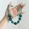 Collar de Patchwork de Piedra de Resina Irregular de Lujo Ligero Transfronterizo, Cadena para Clavícula Doble Capa de Cuentas Geométricas de Nicho para Mujer
