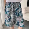 Shorts Masculino, Novo Estilo de Verão Calça Pijama de Algodão e Seda, Estilo Fino Que Pode Ser Usado Fora, Calça Estampada de Cinco Quartos, Calça de Praia Solta Tamanho Grande