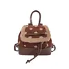 Mochila de Pelúcia Nova Retro Outono/Inverno 2026, Mochila para o Dia a Dia de Estudantes Universitários, Mochila Pequena de Bolinhas, Bolsa Feminina de Lã de Cordeiro