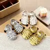 Sandalias Romanas ins retro con torsión 2026 verano nuevo versión coreana para niñas punta cerrada tejido lazo zapatos de princesa