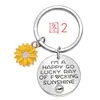 Llavero europeo y americano transfronterizo girasol anima llavero de acero inoxidable para enviar a niños a novias con letras de regalo a mano