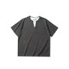 Vestido de Verano del Sur 2025 Verano Nuevo Japonés Trendy Neutral Camiseta Cuello Redondo Retro Waffled Falso Dos Piezas Manga Corta