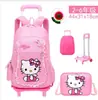Mochila escolar com rodinhas para alunos do ensino fundamental, versão coreana da nova mochila feminina KT cat de mão com rodinhas 1º ao 6º ano Hello Kitty reduz a carga