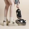 Sapatos Dexun Sapatos Femininos 2023 Novo Outono e Primavera Sapatos Brancos de Sola Grossa Tênis Esportivos Casuais Sapatos Retrô Forrest Gump Trbottomy