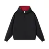Sudadera con capucha y cremallera de capa de aire con patrón de diamante de 380G, bloques de color, ropa de trabajo con impresión de logotipo, ropa de trabajo corporativa personalizada