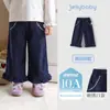 Pantalones de pana para bebé niña Jerry, Pantalones casuales para niños, Pantalones para niños pequeños con ribete de encaje, Nuevos pantalones de pierna ancha para bebé de otoño