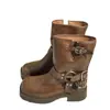 Botines Chunky de Tacón Grueso Estilo Martin 2024 Estilo Británico Retro Punta Cuadrada Botines de Tobillo Botas Vaqueras Western Botas de Caballero