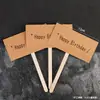 Decoración para hornear pasteles Tira cuadrada de papel Kraft Bandera de esquina cuadrada Marco de bendición Tarjeta para pastel Enchufe para mesa de postres Adorno
