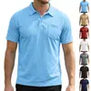 Camisa masculina transfronteiriça respirável com colarinho, comércio exterior tamanho europeu Amazon, polo esportivo casual de cor sólida soltinho de verão