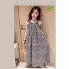 Vestido para Meninas com Padrão de Ondas d'Água, Vestido de Alça Longa, Vestido de Princesa, Verão 26 Novo Estilo, Vestuário Infantil de Comércio Exterior, Atacado