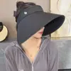 Sombrero de Sol de Ala Ancha para Mujer, Sombrero de Terciopelo Mate, Sombrero Visera para Exteriores, Sombrero de Sol con Protección UV, Sombrero de Protección Solar