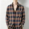 Camisa de Manga Larga a Rayas Retro Japonesa Nueva para Hombre de Primavera y Otoño, Holgada Unisex Casual de Calle Americana, Top de Moda