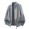 2026 Outono e Inverno Transfronteiriço Novo Suéter de Malha Masculino com Gola Alta Solto Tamanho Grande Moda Casual Jaqueta Cardigan para Homens