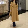 Chique coreano, cachecol longo estilo francês, casaco longo, casaco de lã para mulheres