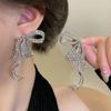 Pendientes largos con borlas y circonitas en plata 925 para mujer, modernos, ligeros, lujosos, de estilo nicho, versátiles y elegantes, con lazo.