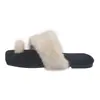 Chinelos peludos femininos para uso externo, novidade outono/inverno 2026 estilo fada sandálias deslizantes coreanas de sola plana