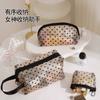 Bolsa de Maquillaje de Malla Flocada Corazón de Amor Portátil para Labiales Gran Capacidad Almacenamiento de Viaje Bolsa de Lavar Grande