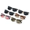 Nuevas gafas de sol huecas de cuero de acero gafas de sol ojo de gato moda de alta gama para mujeres europeas y americanas gafas de sol con protección UV