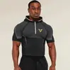 Ropa Deportiva para Hombre con Media Cremallera, Capucha, Ajustada, Dos Tonos, Bloques de Color, Transpirable, Secado Rápido, Corte Delgado, Elástica, para Entrenamiento Físico