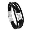 Comércio exterior Europa e Estados Unidos pulseira de couro masculino Europa e Estados Unidos novos 8 palavras tecido retro pulseira punk fabricantes atacado
