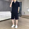 Conjunto Masculino de Manga Curta Verão Solto Tendência Casual Estilo Casual Esportivo Calça Longa Masculina Toque de Alta Qualidade Conjunto de Duas Peças