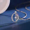 Collar de corazón sol y luna s925 para mujer, cadena para clavícula de moda ins europea y americana, colgante de personalidad, diseño de nicho, cadena para clavícula de celebridad de Internet