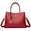Nova Moda 2024 Vinho Tinto Noiva Feliz Sogra Bolsa de Casamento Grande Capacidade Bolsa de Mão Couro Macio Bolsa Feminina