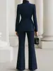 Conjunto de Dos Piezas para Mujer Europea y Americana 2026 Moda Independiente Blazer de Manga Larga Color Sólido con Bolsillo y un Botón + Pantalones de Traje Largos