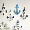 Promoción de fábrica 33cm estilo mediterráneo ancla ancla termómetro gancho decorativo colgante de artesanía de madera