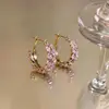 Pendientes de aro redondos de espiga de circonita, estilo minimalista dopamina, lujo ligero con un toque de alta gama, diseño versátil y único