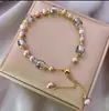 Pulsera Retro Morada de Perlas de Imitación Francesa para Niñas, Pulsera de Cristal de Diseño de Nicho Ins de Alta Gama, Joyería para Mejores Amigas